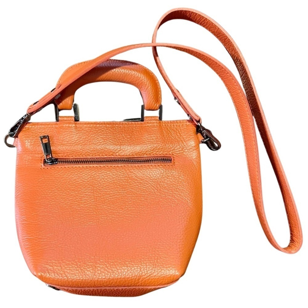 Viola Castellani Orange Leather Crossbody Bag - Picture 3 of 11